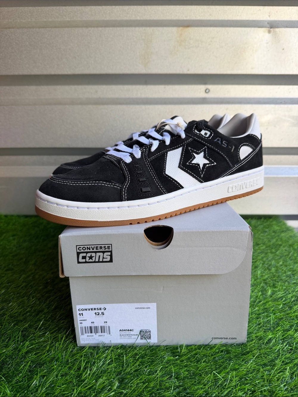 Converse Black and White One Star Pro Low Top Sneakers with Gum Sole